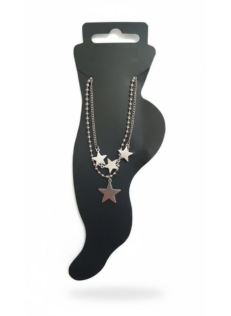 1 piece anklet with a sparkling star design Double Chain with 4 Star Detail a touch of heavenly magic around your feet. - Image 2